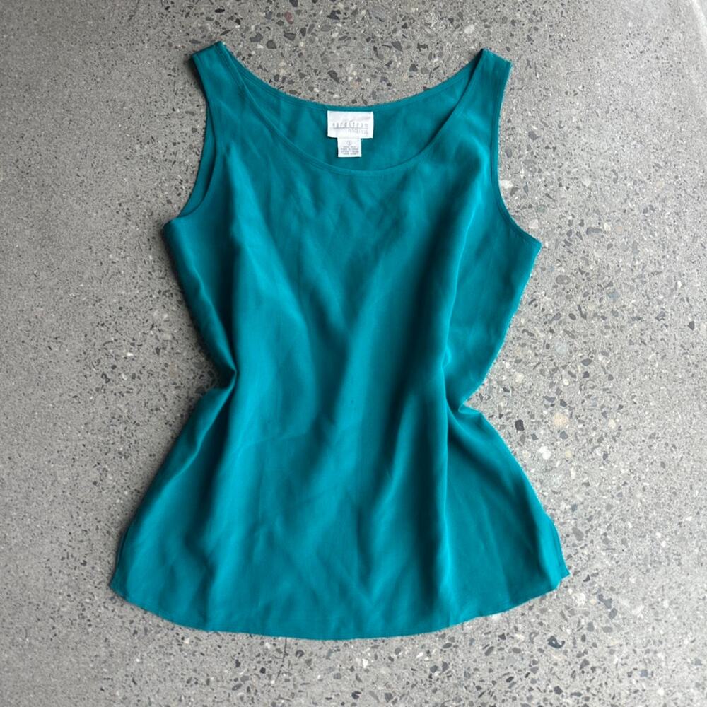 Nordstrom Women’s Small Teal Silk Tank Top Sleeveless Blouse